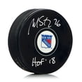 thumbnail image 1 of Martin St Louis Autographed New York Rangers Hockey Puck with HOF Note, 1 of 1