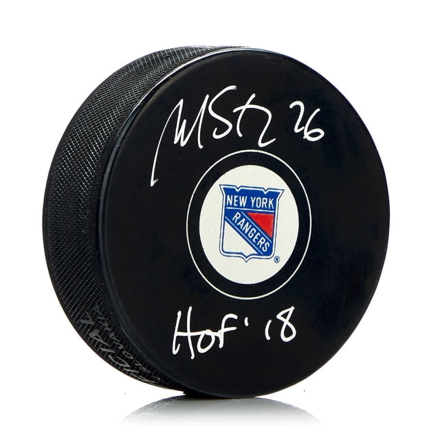 Martin St Louis Autographed New York Rangers Hockey Puck with HOF Note