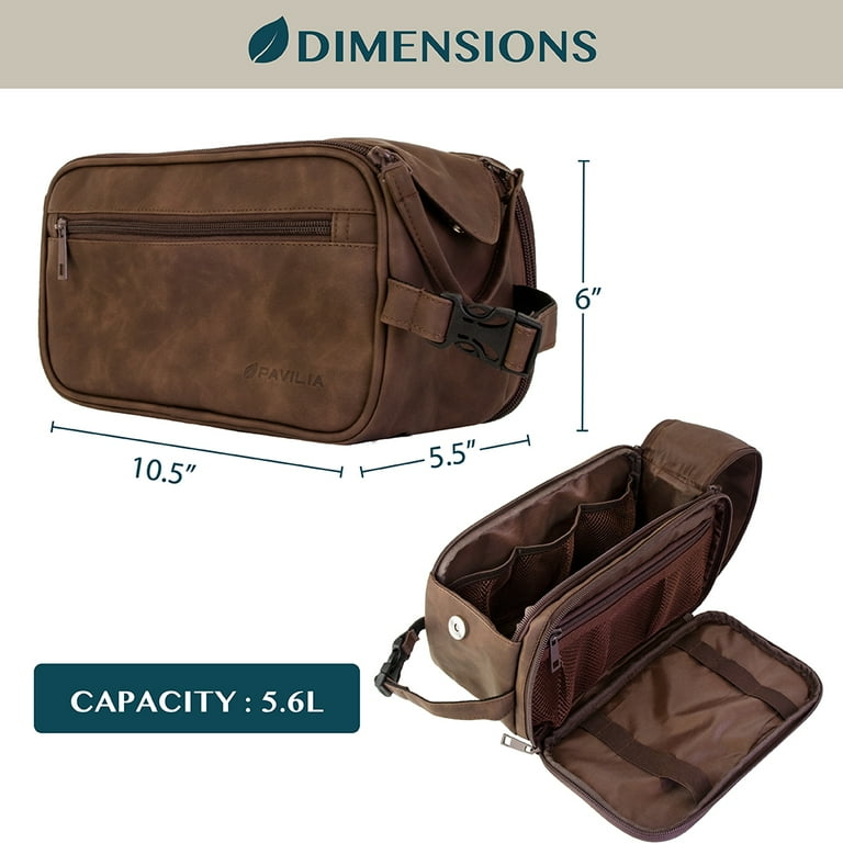 PAVILIA Toiletry Bag for Men, Travel Essentials Shaving Dopp Kit, Mens  Travel Bag Toiletries Organizer Case for Grooming, PU Leather Water  Resistant