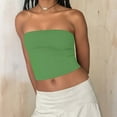 thumbnail image 5 of AKOEE Cotton Bandeau Tube Tops for Women Teens Y2k Cropped Going Out Tee Club Sleeveless Casual Base Undershirt (L, Green 01), 5 of 7
