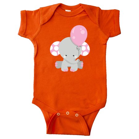 

Inktastic Little Gray Elephant Holding A Pink Balloon Gift Baby Girl Bodysuit