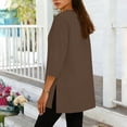 thumbnail image 5 of Tunic for Women V Neck Three Quarter Sleeve Casual Loose Fit Solid Soft Flowy Fabric Lightweight Versatile Longline Daily Loungewear Top, 5 of 6