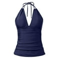 thumbnail image 5 of Tankini Tops for Women Plus Size Women's Tankini Top No Bottom V Neck Swim Top Bathing Suit Top Female Womens Bikini & Tankini Tops(Navy,M), 5 of 5