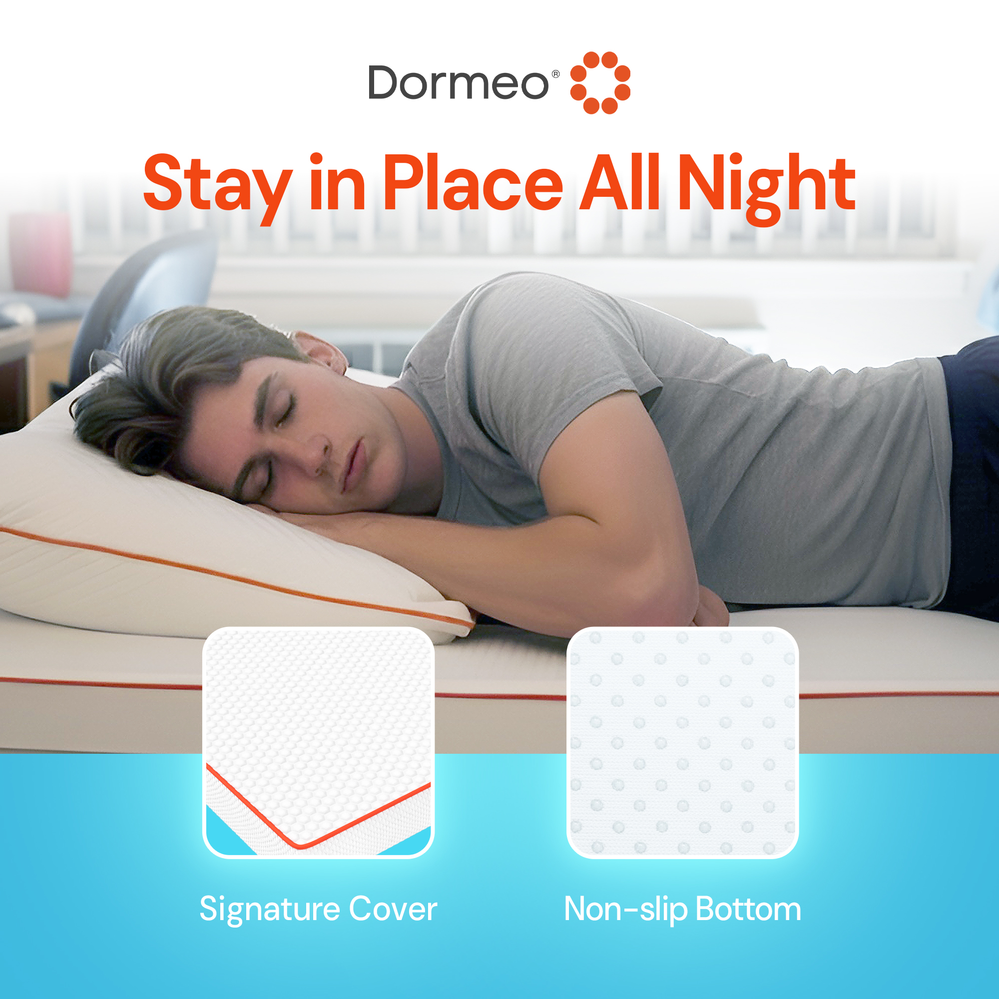 Dormeo The Essentials Dorm Mattress Topper for College, 2” Bed Topper, Lightweight with Non-Slip Base, Perfect for College Student Bedding