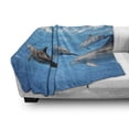 thumbnail image 3 of Dolphin Soft Flannel Fleece Throw Blanket, Underwater Photography of Dolphins Happily Swimming Ocean Animal Life Image Print, Cozy Plush for Indoor and Outdoor Use, 60" x 80", Blue Grey, by Ambesonne, 3 of 6