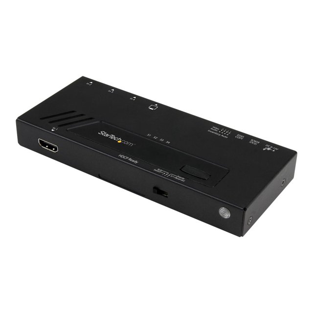 StarTech.com 4 Port HDMI Switch - 4K with Fast Switching, Auto-Sensing & Serial Control - Automatic 4x1 HDMI Video Switcher Box (VS421HD4KA) - Video/audio switch - 4 x HDMI - desktop
