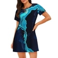 thumbnail image 1 of Disketp Blue Marble And Gold para Camisón Corto de Manga Corta para Mujeres, Camisón Cómodo con Escote Redondo, Bonito y Confortable, 1 of 6