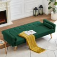 thumbnail image 3 of Mid-Century Green Linen Fabric Chester field Sofa Couch, Modern Love Seats Sofa Furniture, Upholstered Button Tufted Couch with 2 Bolster Pillows for Living Room Apartment , 3 of 8