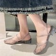 thumbnail image 5 of HTHLVMD Glitter Jelly Mary Janes Women, Women's Closed Pointed Toe Chunky Heel Jelly Mules Glitter Clear Slip On Hollow Out Low Heel Slide Sandals Soft Non-Slip Transparent Jelly Shoes, Black 5, 5 of 9