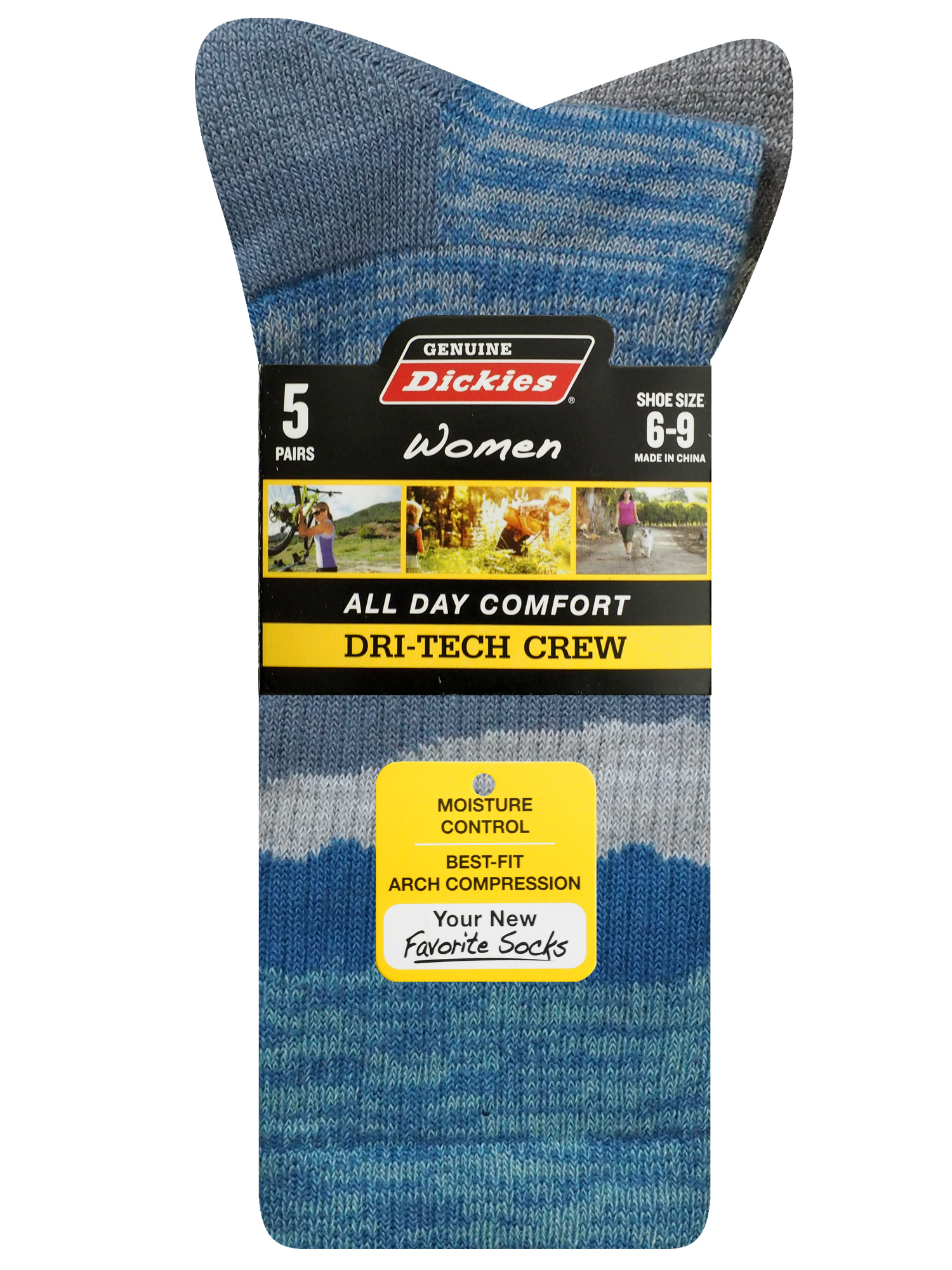 Genuine Dickies Women's Dri-Tech Mtn Crew Socks, 5-Pack