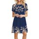 thumbnail image 1 of Mini vestido estampado de playa de manga corta con cuello en O informal de verano para mujer Fridja  qw4119, 1 of 6
