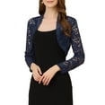 thumbnail image 5 of INSPIRE CHIC Women's Floral Lace Sheer Open Front Bolero Shrug Cropped Cardigan XL Dark Blue, 5 of 7