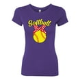 thumbnail image 2 of Wild Bobby, Cute Ribbon Bow Softball Mom Gift, Mother's Day, Women Slim Fit Junior Tee, Purple Rush, 2XL, 2 of 3