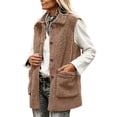 thumbnail image 3 of Aboser Sherpa Vest Jacket for Women Sleeveless Button Down Outerwear Fuzzy Fleece Jackets Warm Cozy Collared Vests Casual Fluffy Coats with Pockets, 3 of 8
