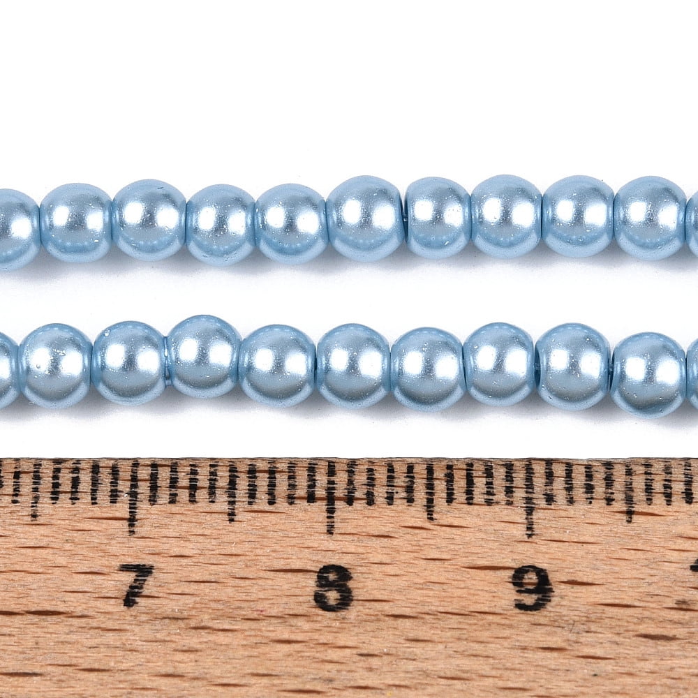 Baking Painted Pearlized Glass Pearl Round Bead Strands Light Sky Blue 4~5mm Hole: 1mm about 200~210pcs/strand 31.4 inch
