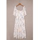 thumbnail image 1 of ABPHQTO Vestido de mujer de talla grande con cuello cuadrado y manga abullonada con estampado floral blanco, 1 of 5