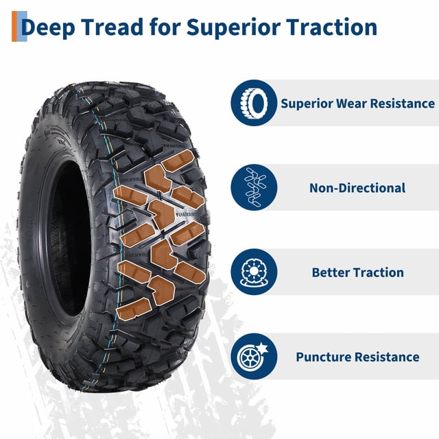 All-Terrain 6PR Tubeless ATV/UTV Tires Set – Off-Road, Mud, Dirt, Sand & Street Trail Replacement