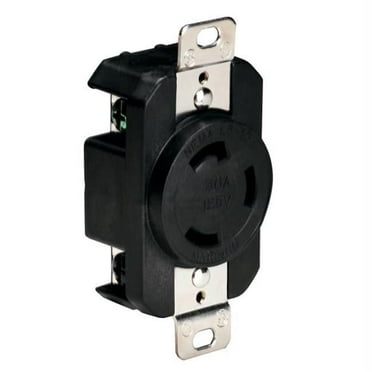 Marinco  125V 30Amp Locking Receptacle - Black - NEMA L5-30R