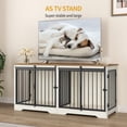thumbnail image 4 of Hzuaneri 54" Double Dog Crate Furniture, Heavy Duty Dog Kennel for 2 Dogs, Decorative Pet Cage with Divider, Barn Door, White Brown, 4 of 10