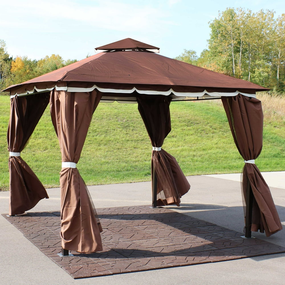 Sunnydaze Soft Top Patio Gazebo 10 x 10 Foot Rectangle Outdoor Gazebo