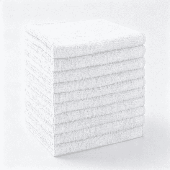 AUQ Washcloths Bulk - 10 Pack - Face Towels (12" X 12"),Highly Soft Wash Cloths & H& Towels,Fast Drying Multi-Purpose Microfiber Cleansing Cloths for Bathroom,Hotel,Spa,& Salon - White