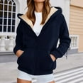 thumbnail image 5 of Arlun Zip up Hoodies Sweatshirts of Women Sherpa Fleece Lined Fall Winter Warm Hooded Jackets Casual Drawstring Cozy Fuzzy Comfortable Full Zipper Tops with Pockets Navy XXXL, 5 of 5