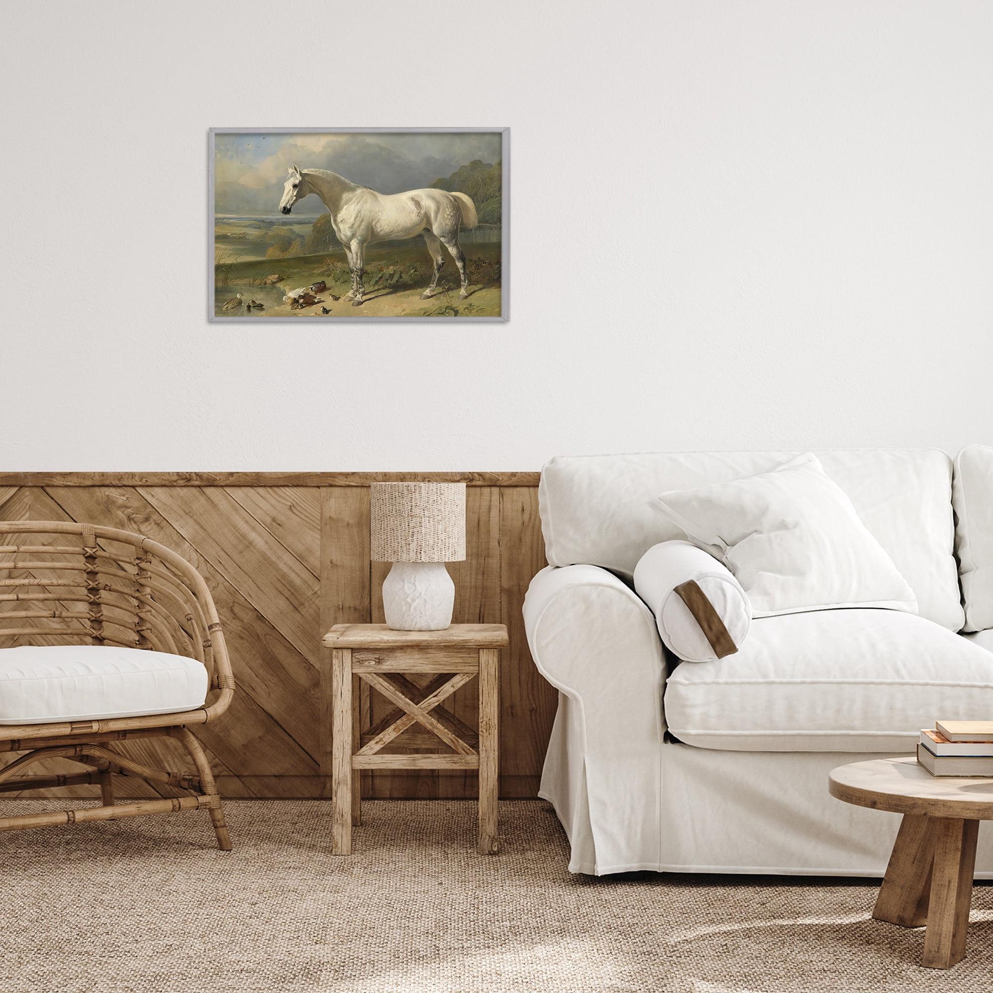 Stupell Industries Grey Horse And Ducks In Landscape Gray Framed Giclee Art, design by Tina LeCour