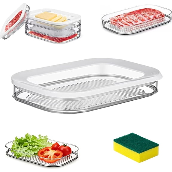 Generic 3-Compartment Food Storage Container with Lid Stackable