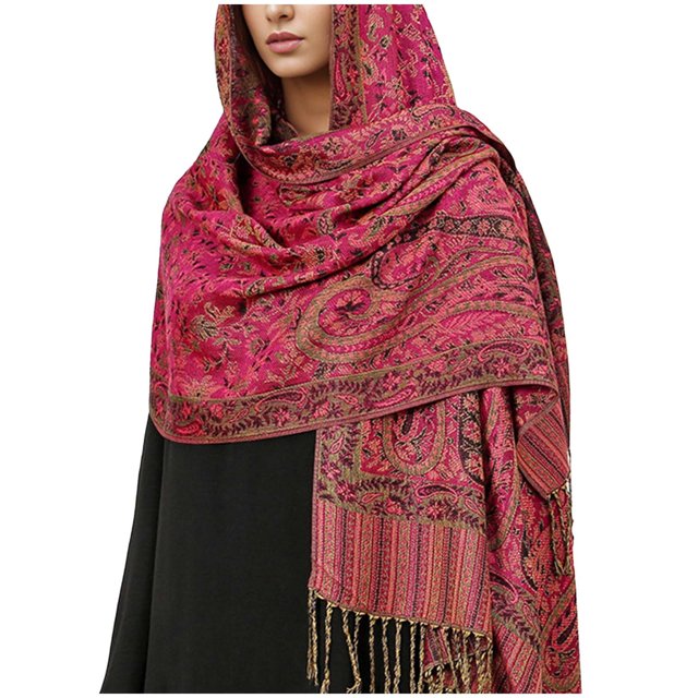 Bufandas de lana para mujer, suaves, estilo étnico, chal, cálidas, con borlas de cachemira, de acrílico