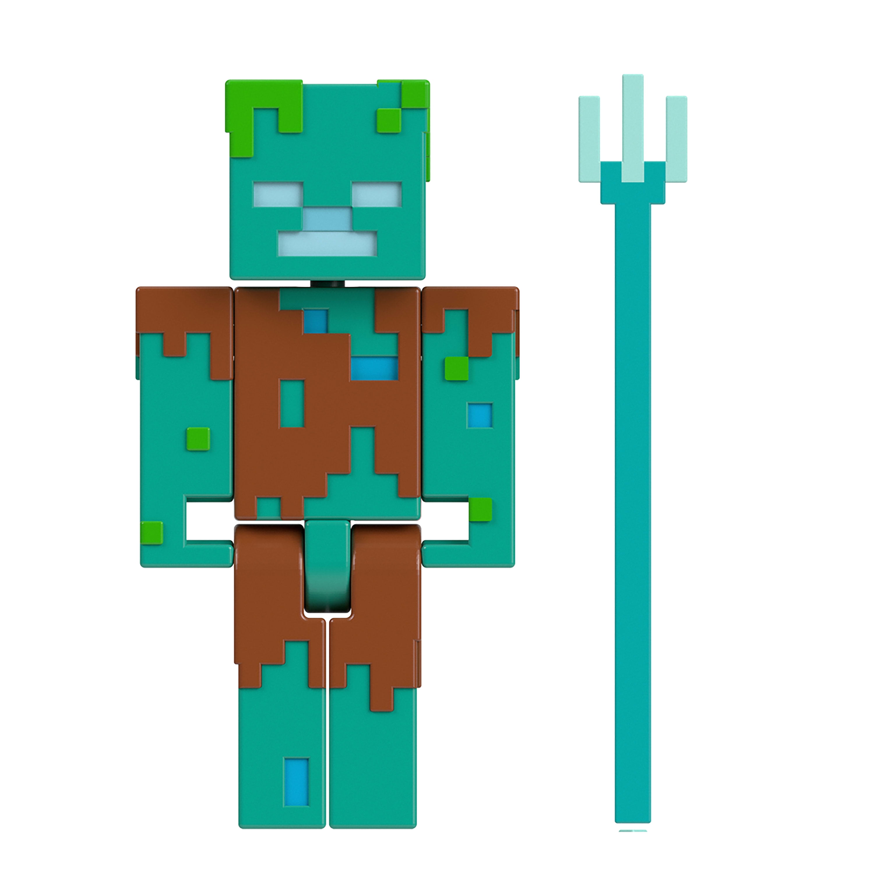 Minecraft Drowned Action Figure & Accessories Set, 3.25-inch Scale Collectible Toy
