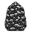 thumbnail image 3 of Black Cartoon Dinosaurs Skeletons Bones Cute School Backpack Bag with Padded Back and Adjustable Shoulder Straps 16.9 X 12.6 X 5.9 Inches, 3 of 5