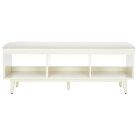 SAFAVIEH Cricket Open Shelf Bench with Cushion Cream