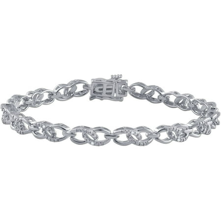 Round Diamond Accent Silver Tone Fashion Bracelet, 7.5