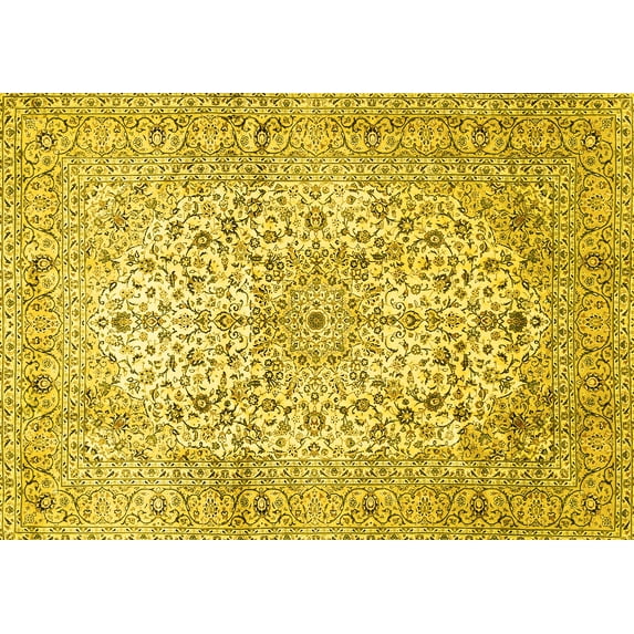 Ahgly Company Indoor Rectangle Persian Yellow Traditional Area Rugs, 7' x 9'