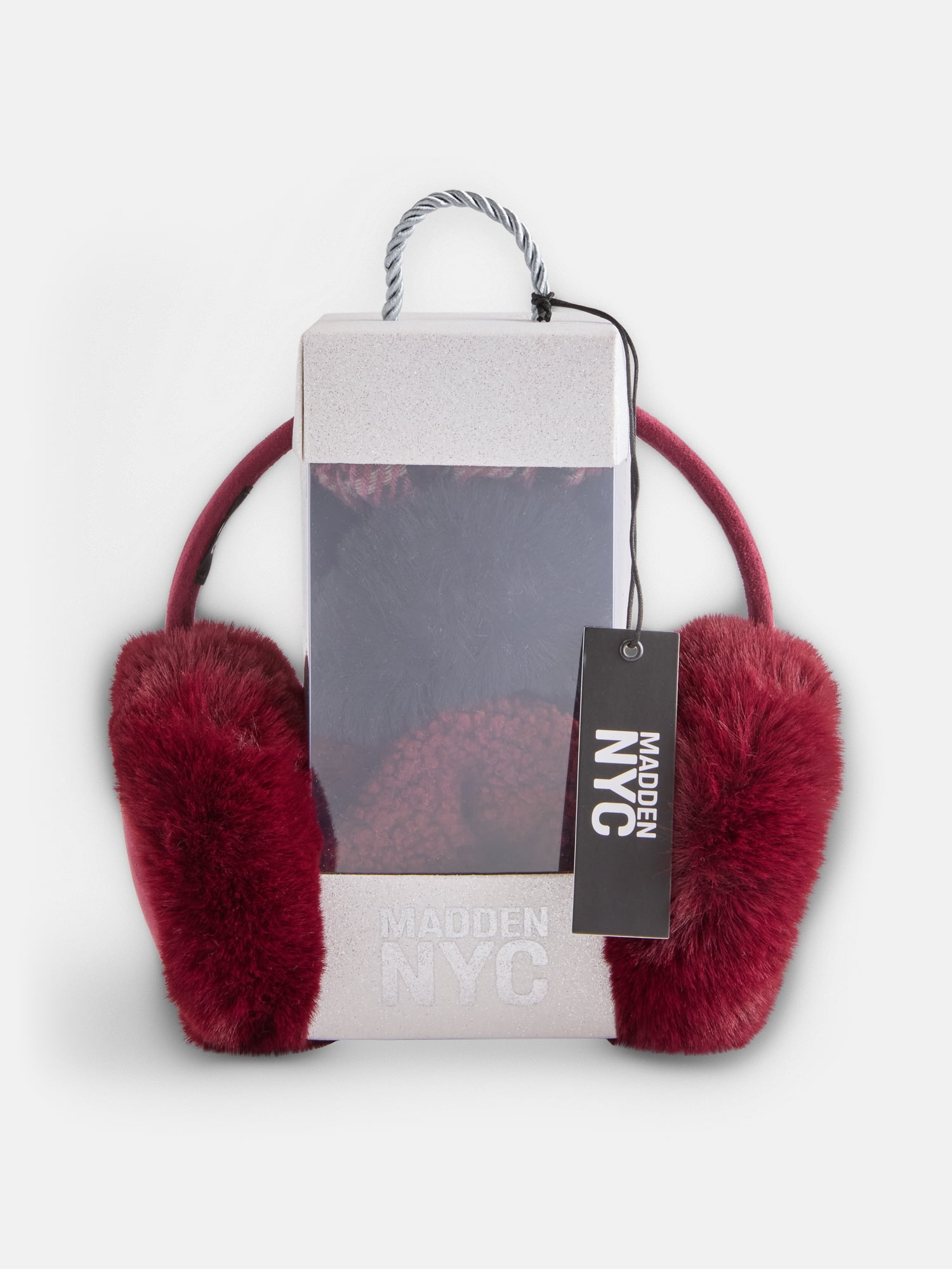MNYC Women's Earmuff w/ Scrunchie Set Burgundy Multi
