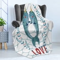 thumbnail image 4 of Narwhal Soft Flannel Fleece Throw Blanket, Couple of Whales in Love Valentines Day Image Abstract Background, Cozy Plush for Indoor and Outdoor Use, 60" x 80", Multicolor, by Ambesonne, 4 of 5