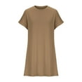 thumbnail image 3 of Women's Casual Plain Basic T Shirt Dress Summer Short Sleeve Comfort Nightgown Crew Neck Loose Dresses with Pockets, 3 of 5