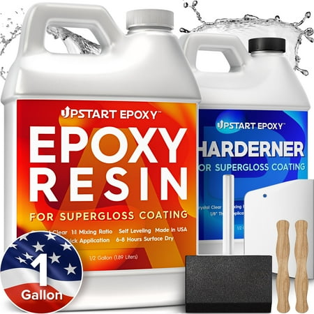 Upstart Epoxy Resin - 2 Gallon Bundle - Crystal Clear Tabletop Super Gloss Coating No Bubbles UV Resistant Food Safe
