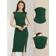thumbnail image 2 of Vestido tubo de trabajo con cuello redondo para mujer, ajustado, sin mangas, vestidos de lápiz Verde Oscuro L, 2 of 6