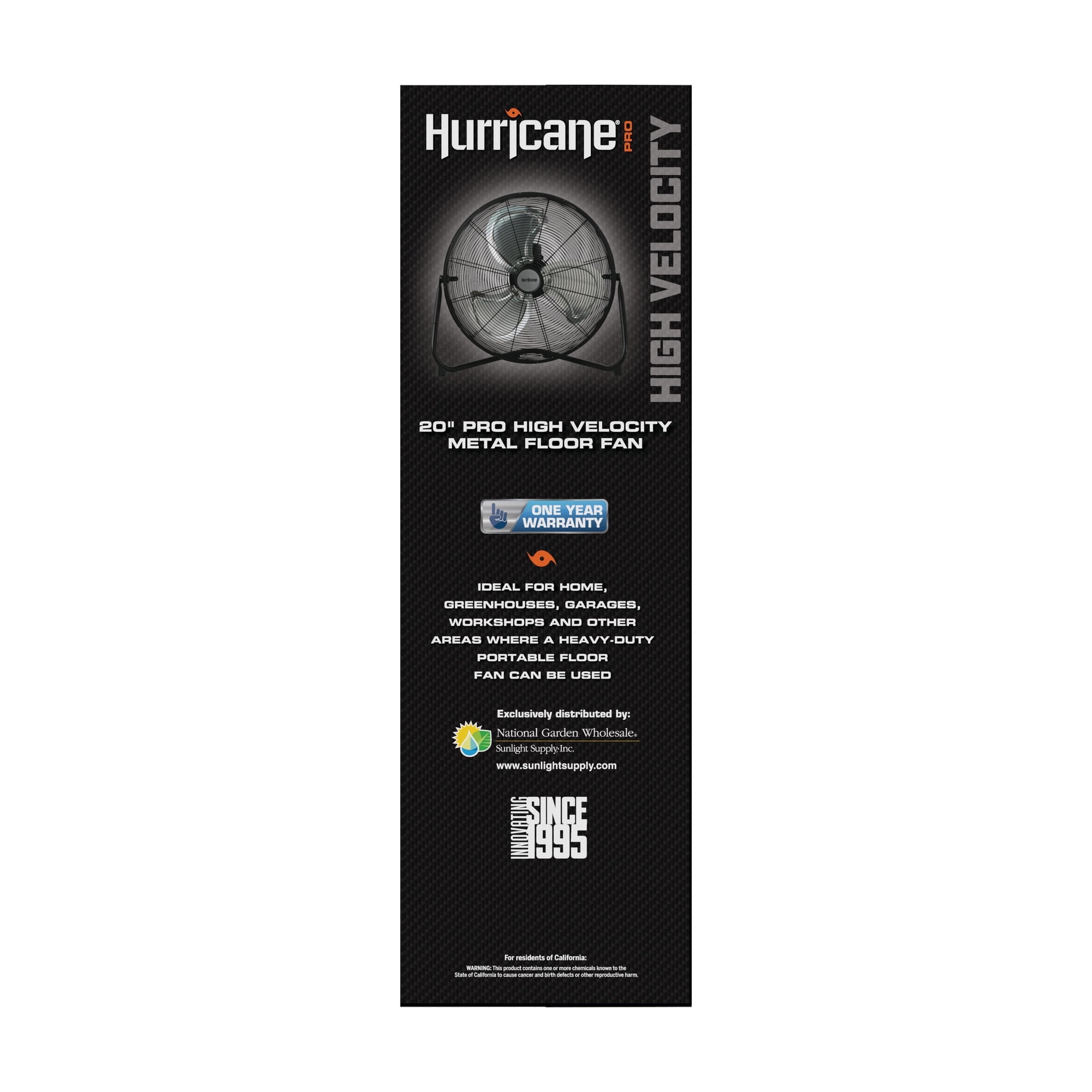 Hurricane Pro 20 Inch 3 Adjustable Speed High Velocity Metal Fan, Black