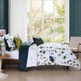 thumbnail image 5 of Bebejan Abstract Vines 5 Piece Comforter Set, Queen, Navy, 100% Cotton Sateen, Reversible, All Season, Cozy Comfort, 5 of 9