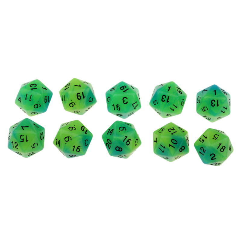 Multi-sided Dice Night Luminous Dice D20 for Tabletop Dice Game Pack of 10 