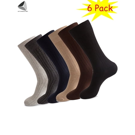 PULLIMORE 6 Pairs Mens Cushion Crew Socks Athletic Performance Cotton Sock for Sport Everyday (6 Colors, US 9-11)