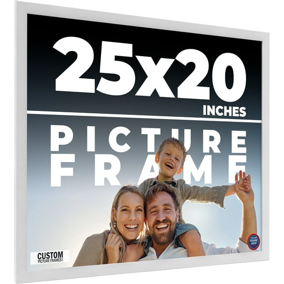 25x20 Frame White Solid Wood Picture Frame Includes UV Acrylic Shatter Guard Front, Acid Free Foam
