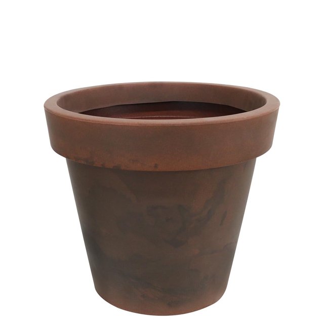 Ecobo Maceta Ecológica Redonda de 39,9 cm de Alto para Uso Interior y Exterior, Duradera, Versátil y Ligera, Diseñada por Artesanos Brasileños, Diseño Contemporáneo para Todo Tipo de Climas - Marrón