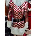 thumbnail image 2 of Recién llegado, vestido de Navidad, disfraz navideño para mujer para adultos, vestidos de piel de terciopelo a rayas, disfraz de Papá Noel con capucha para mujer, 2 of 4
