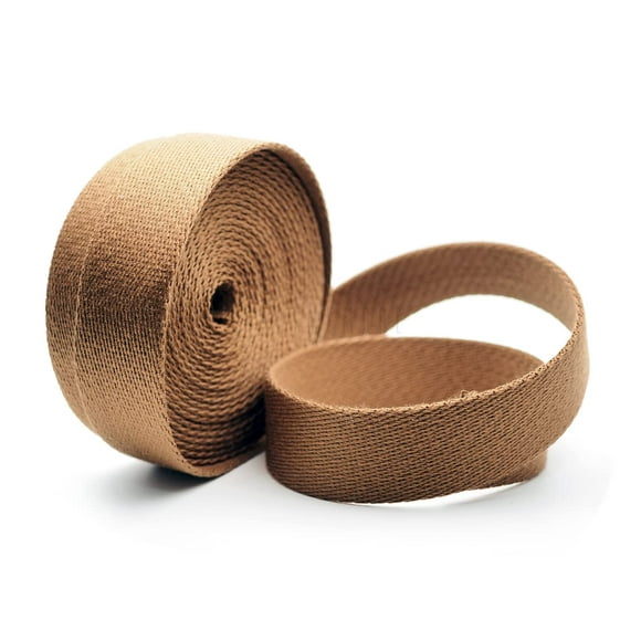 CRAFTMEMORE Heavy Cotton Webbing - Straps for Arts and Crafts, Luxury Bag Strap High Density Webbing (1 1/4 Inch x 5 Yards, Umber)