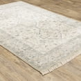 thumbnail image 4 of 5' X 8' Beige And Charcoal Oriental Hand Loomed Stain Resistant Area Rug With Fringe, 4 of 5