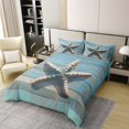 thumbnail image 2 of Erosebridal Housse de Couette Chic Étoile de Mer 100 % Coton Simple, Chalet Rétro, Déco Nautique de Mer, Réversible (Sans Couette), 2 of 6
