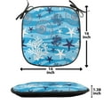 thumbnail image 5 of Seashells Chair Seating Cushion, Nautical Underwater Universe Design of All Creatures Scallop Motif Illustration, Soft Seat Pads for Office with Anti-slip Backing, 16"x16", Blue White, by Ambesonne, 5 of 7